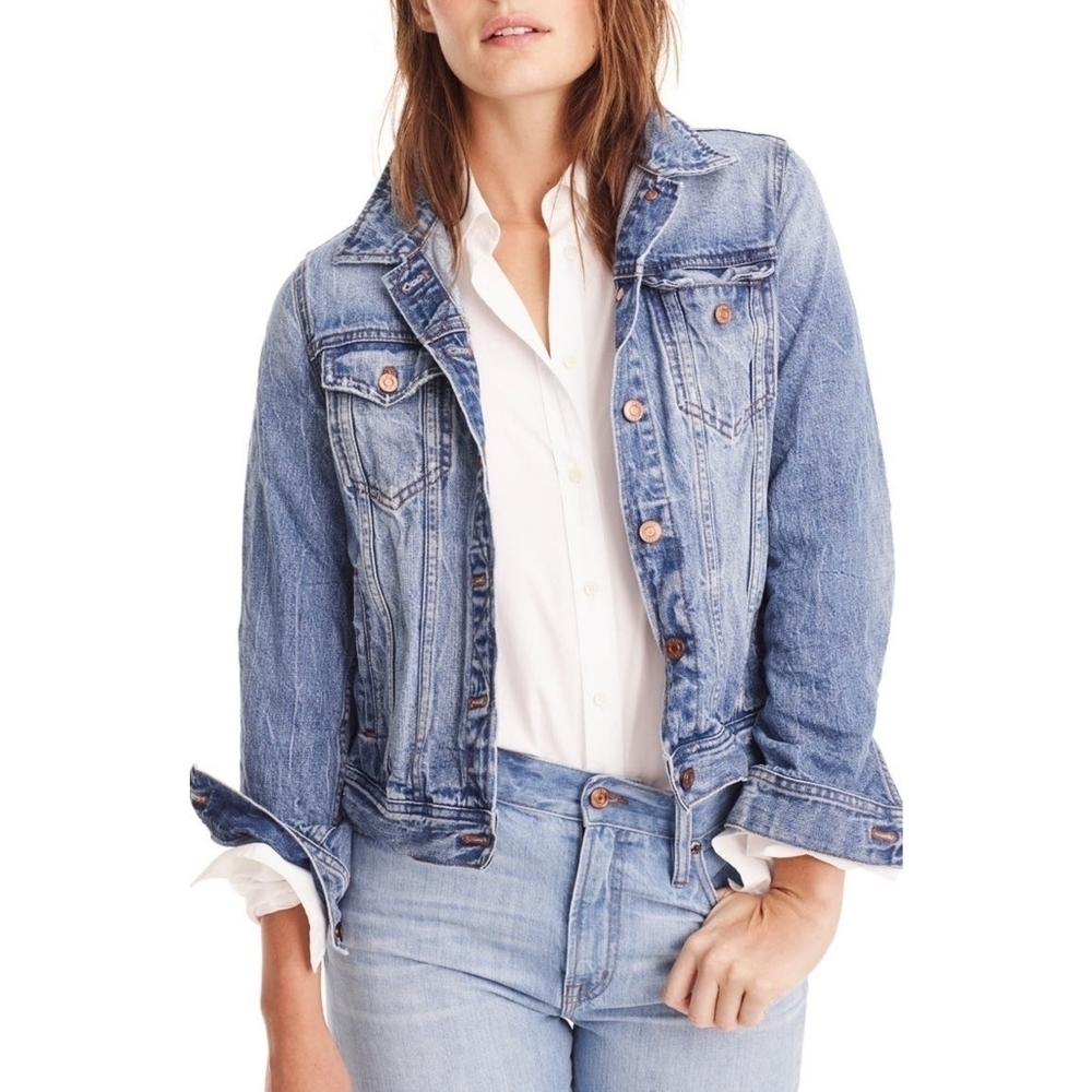 J.Crew Indigo Jean Denim Ripped Style Jacket - Picture 3 of 16